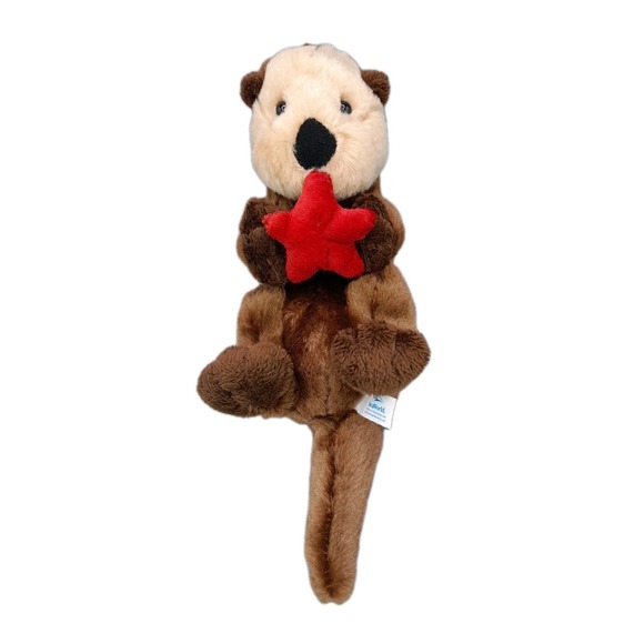 Seaworld Other - SeaWorld Otter Plush 10 in Stuffed Animal Toy Brown Holding Red Starfish Cute